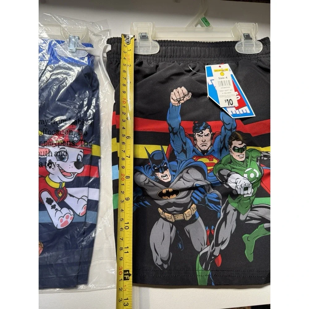 Lot Of 2 Boys Swim Trunks Size 4T Justice League Paw Patrol Drawstring UV New